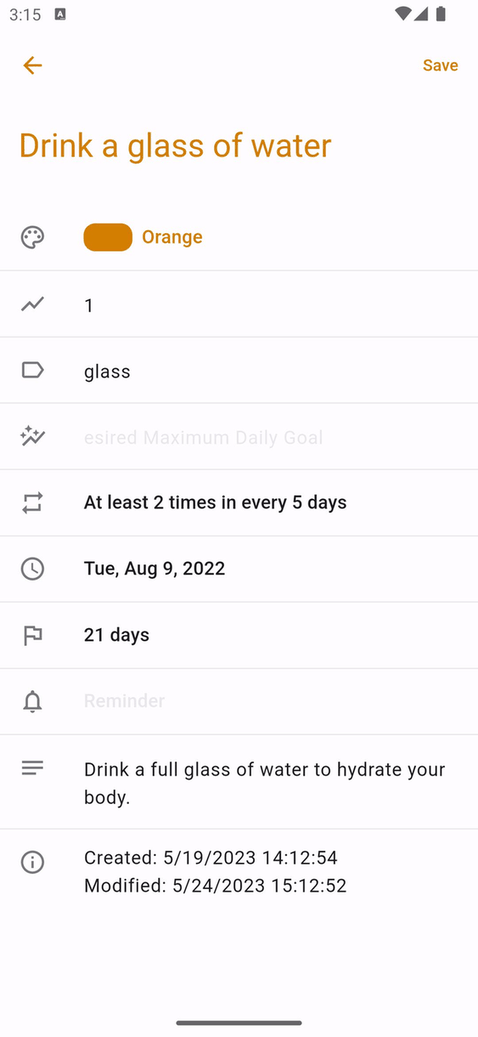 Table Habit screenshot