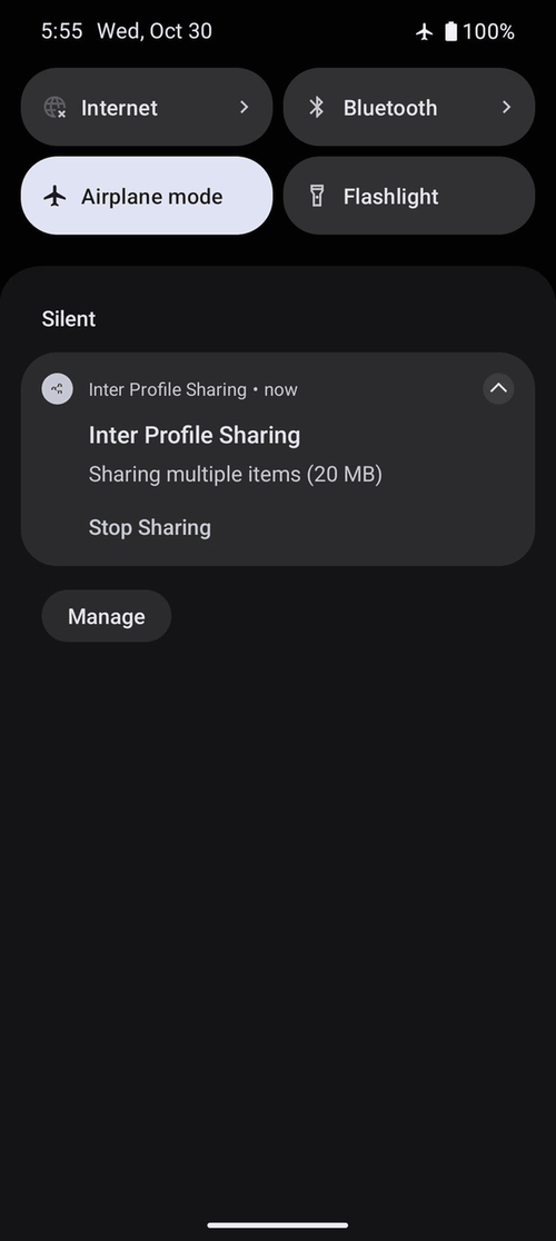 Inter Profile Sharing screenshot