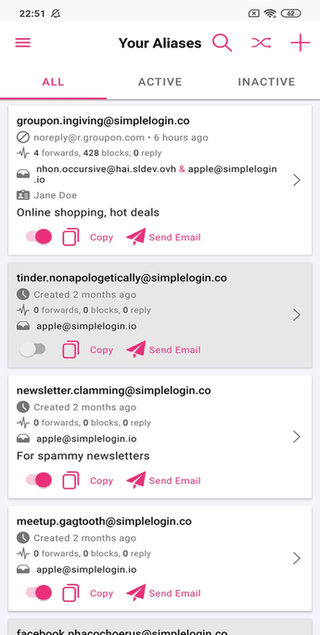 SimpleLogin | Anti-spam screenshot