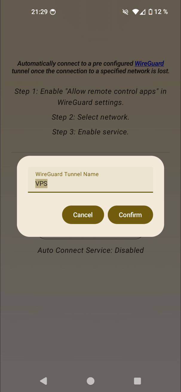 WG Auto Connect screenshot