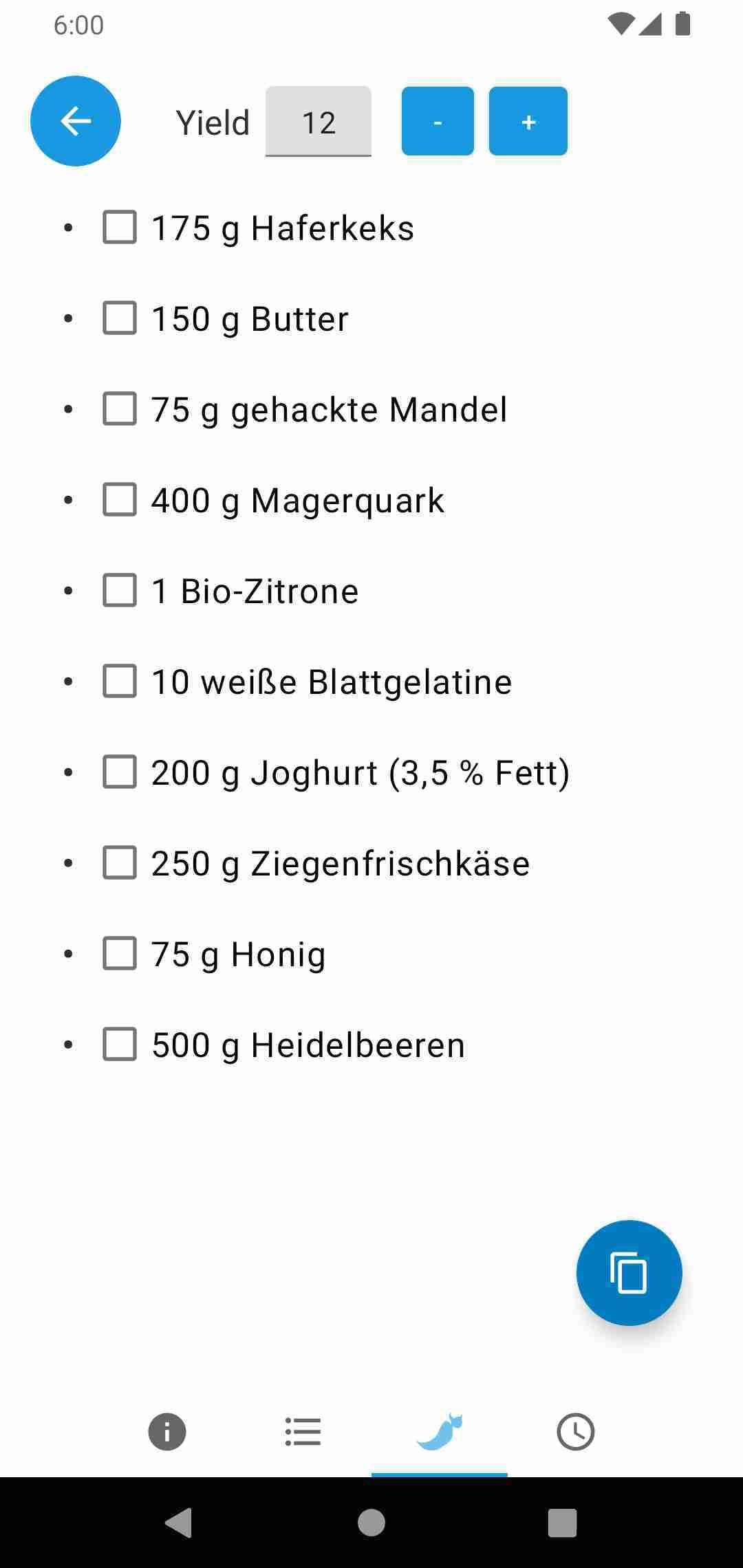 Nextcloud Cookbook screenshot