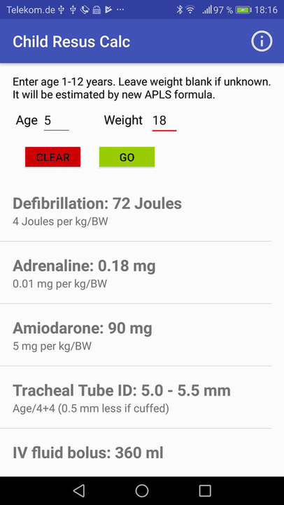 Child Resus Calc screenshot