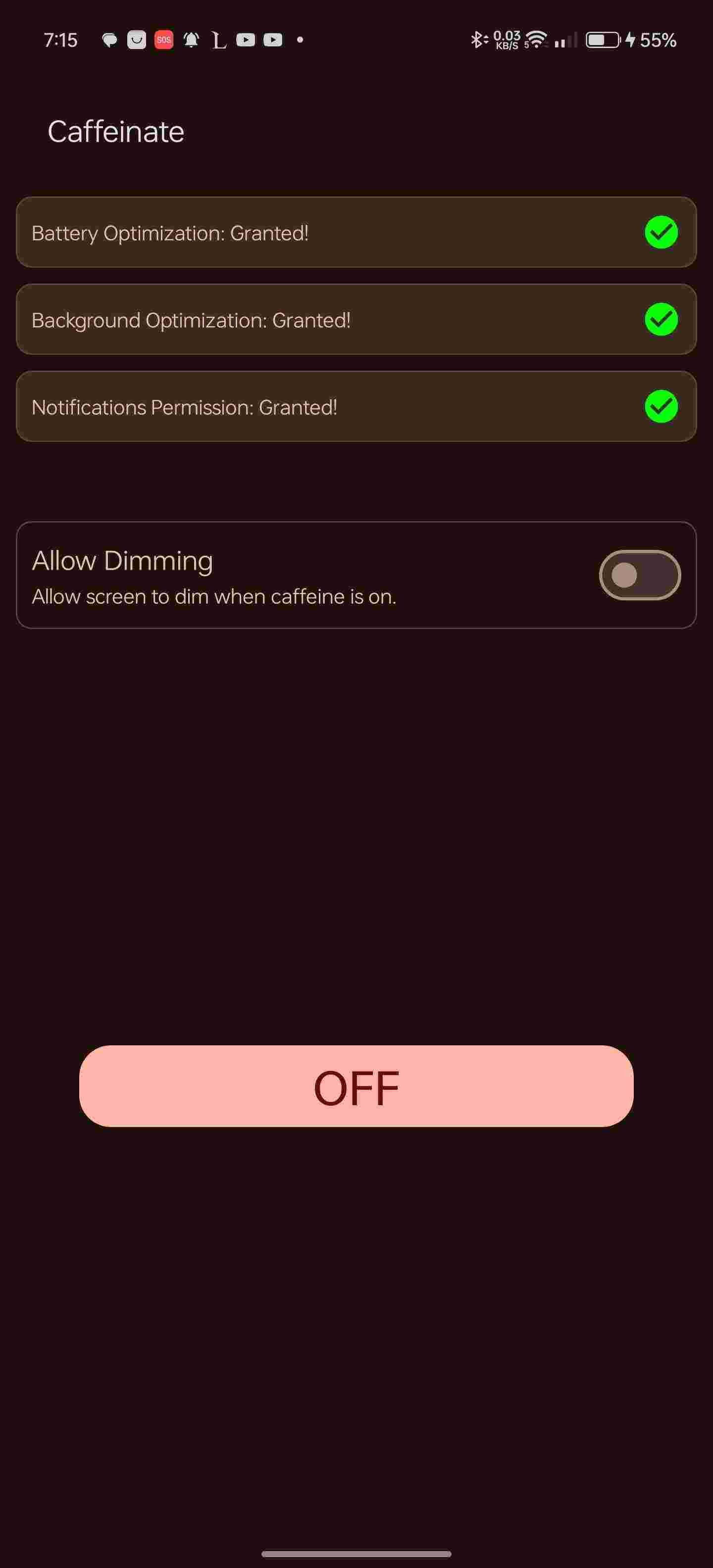 Caffeinate screenshot