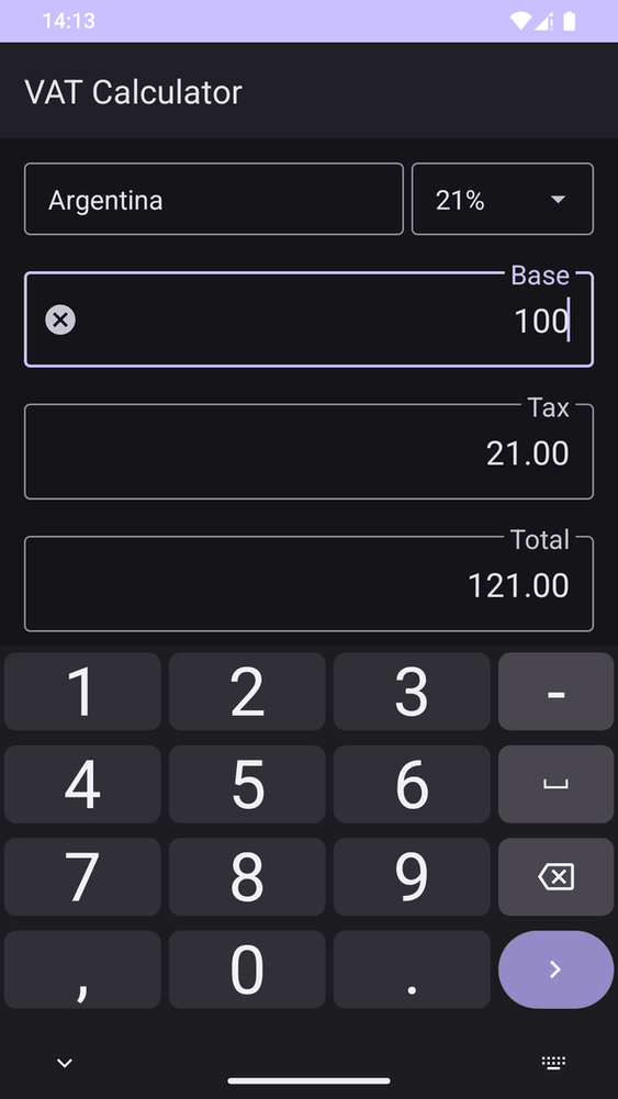 VAT Calculator screenshot