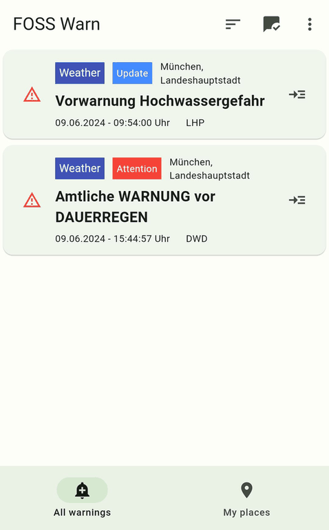FOSS Warn screenshot