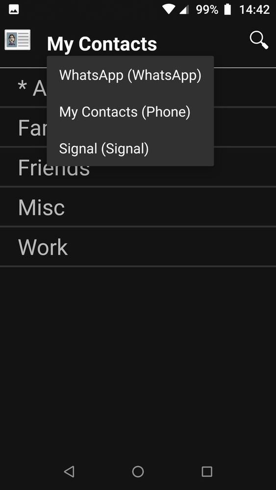 Contacts screenshot