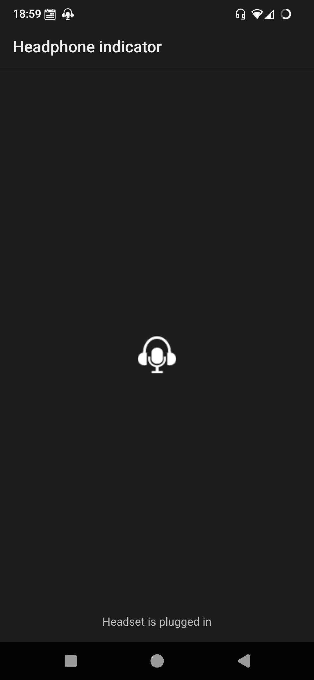 Headphone indicator screenshot