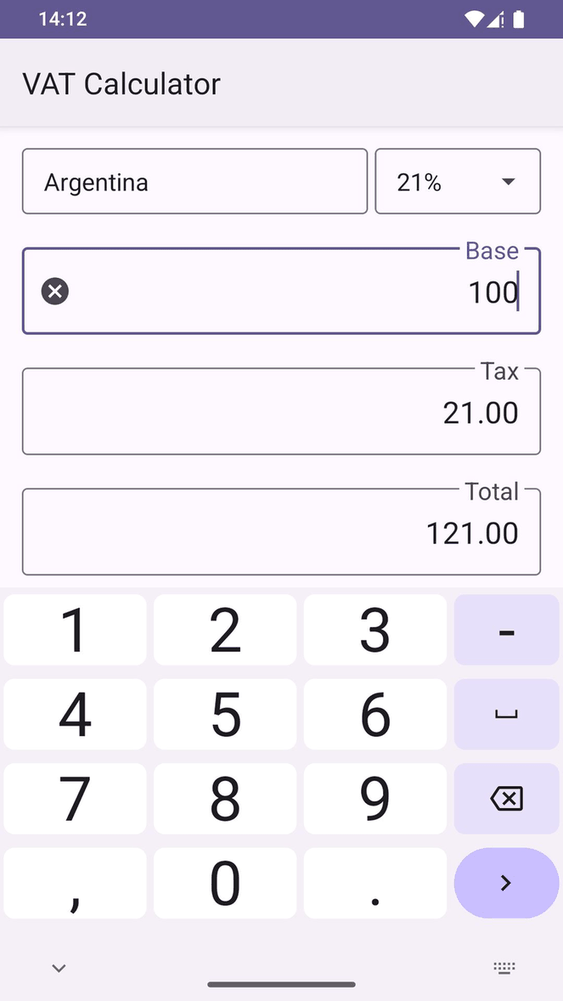 VAT Calculator screenshot