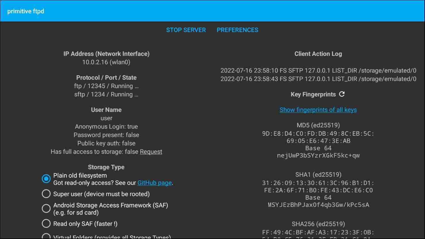 Primitive FTPd screenshot