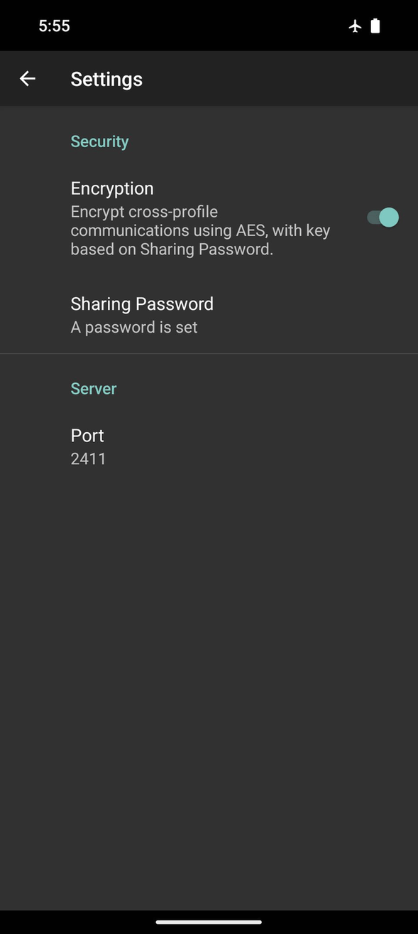 Inter Profile Sharing screenshot