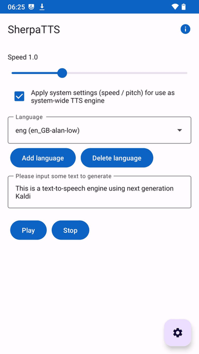 SherpaTTS screenshot