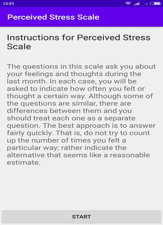 Perceived Stress Scale screenshot