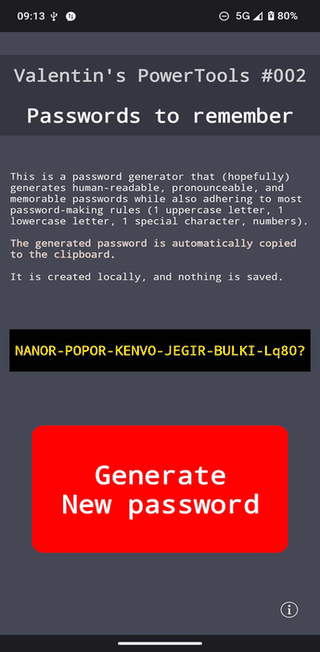 Passwords to remember screenshot
