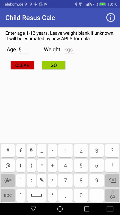 Child Resus Calc screenshot