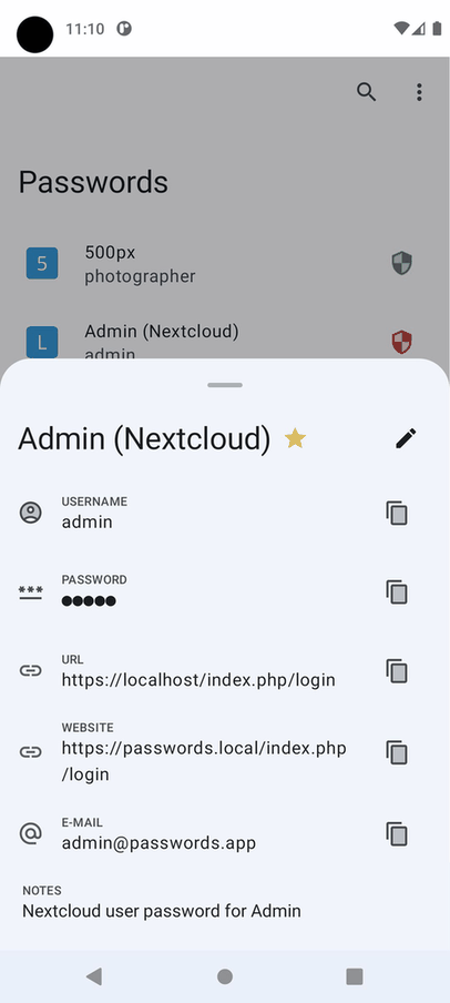 Nextcloud Passwords screenshot