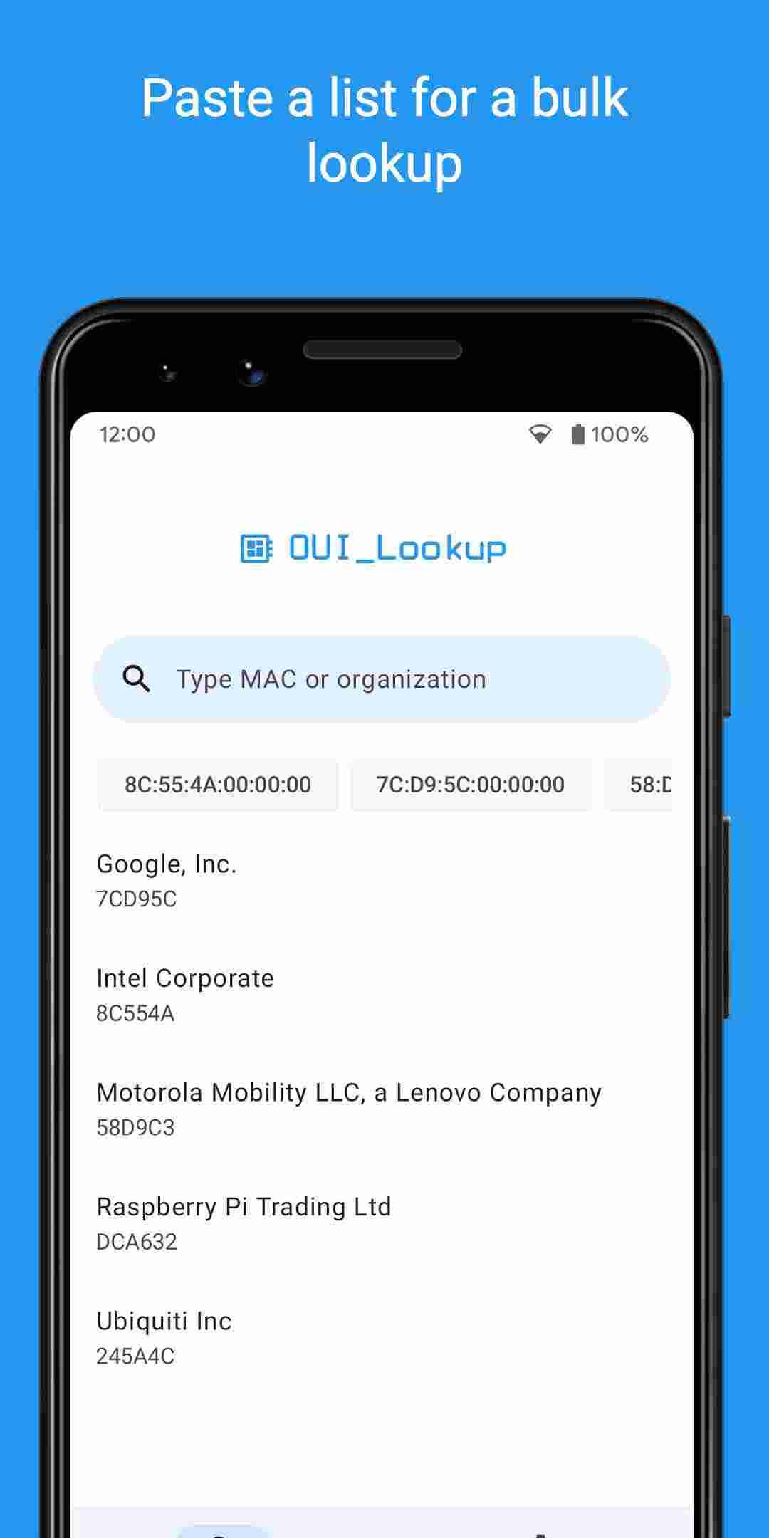 OUI Lookup and Database screenshot