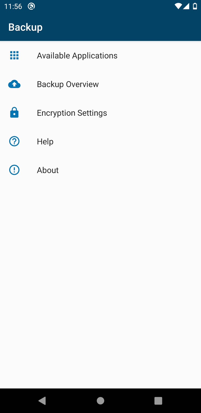 Backup (PFA) screenshot
