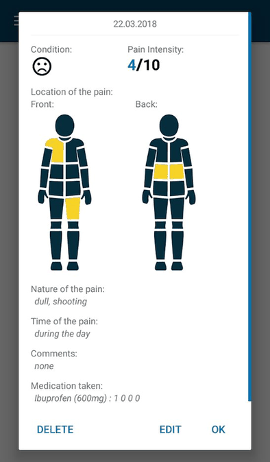 Pain Diary (PFA) screenshot