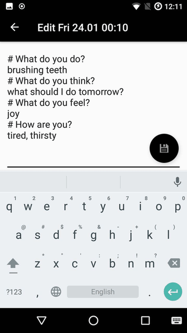 Personal Log screenshot