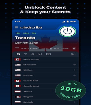 Windscribe screenshot