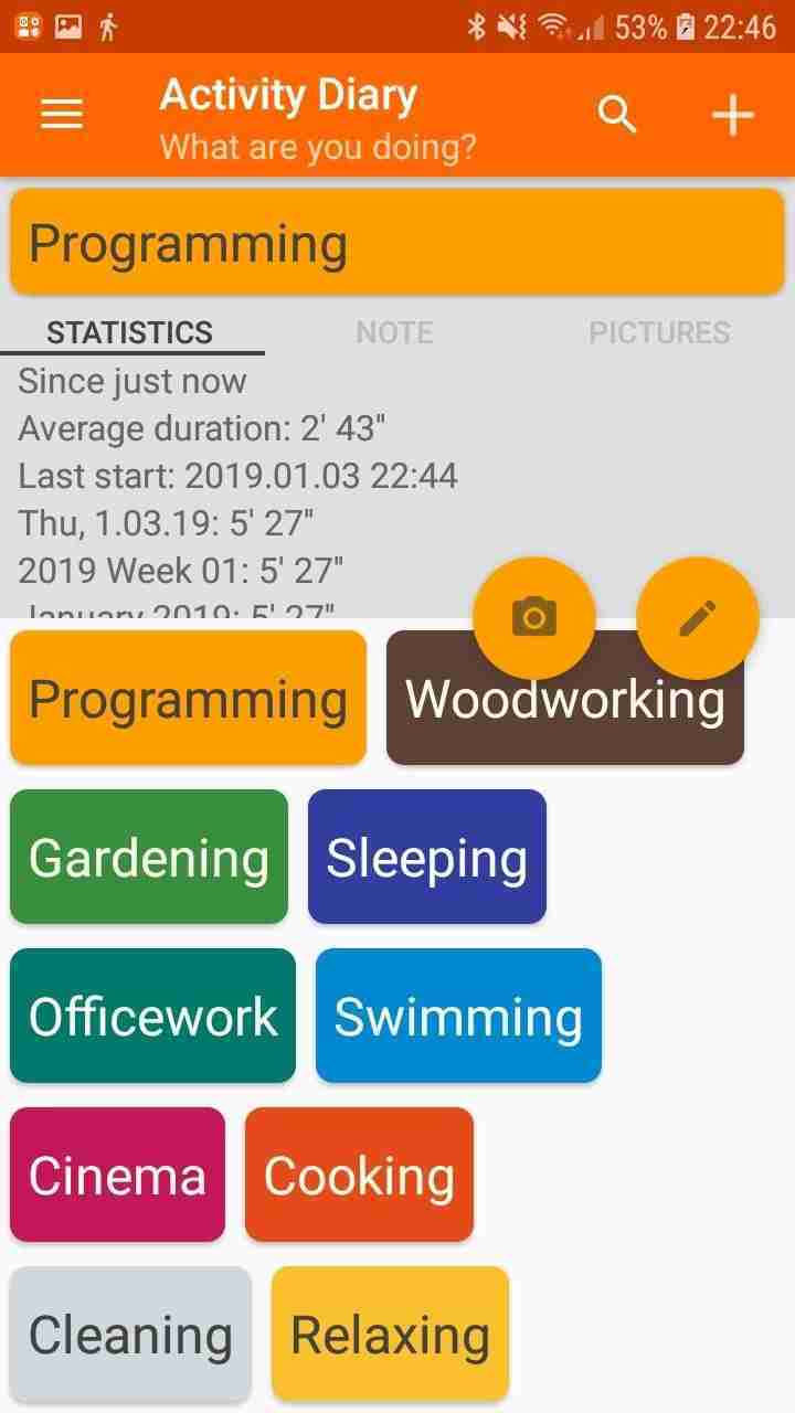 Activity Diary screenshot