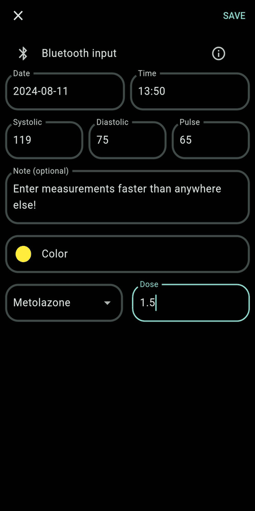 Blood pressure monitor screenshot