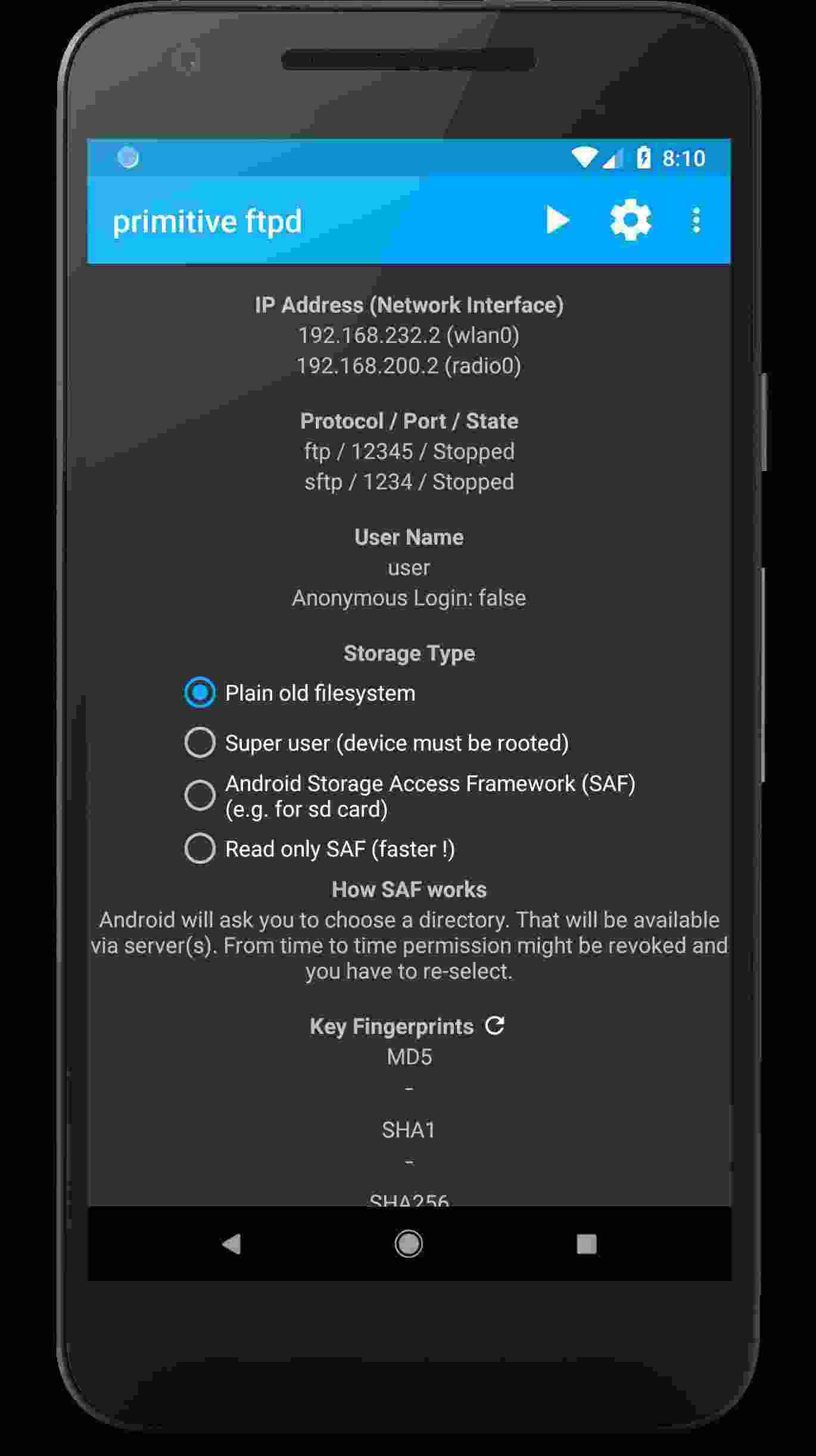 Primitive FTPd screenshot