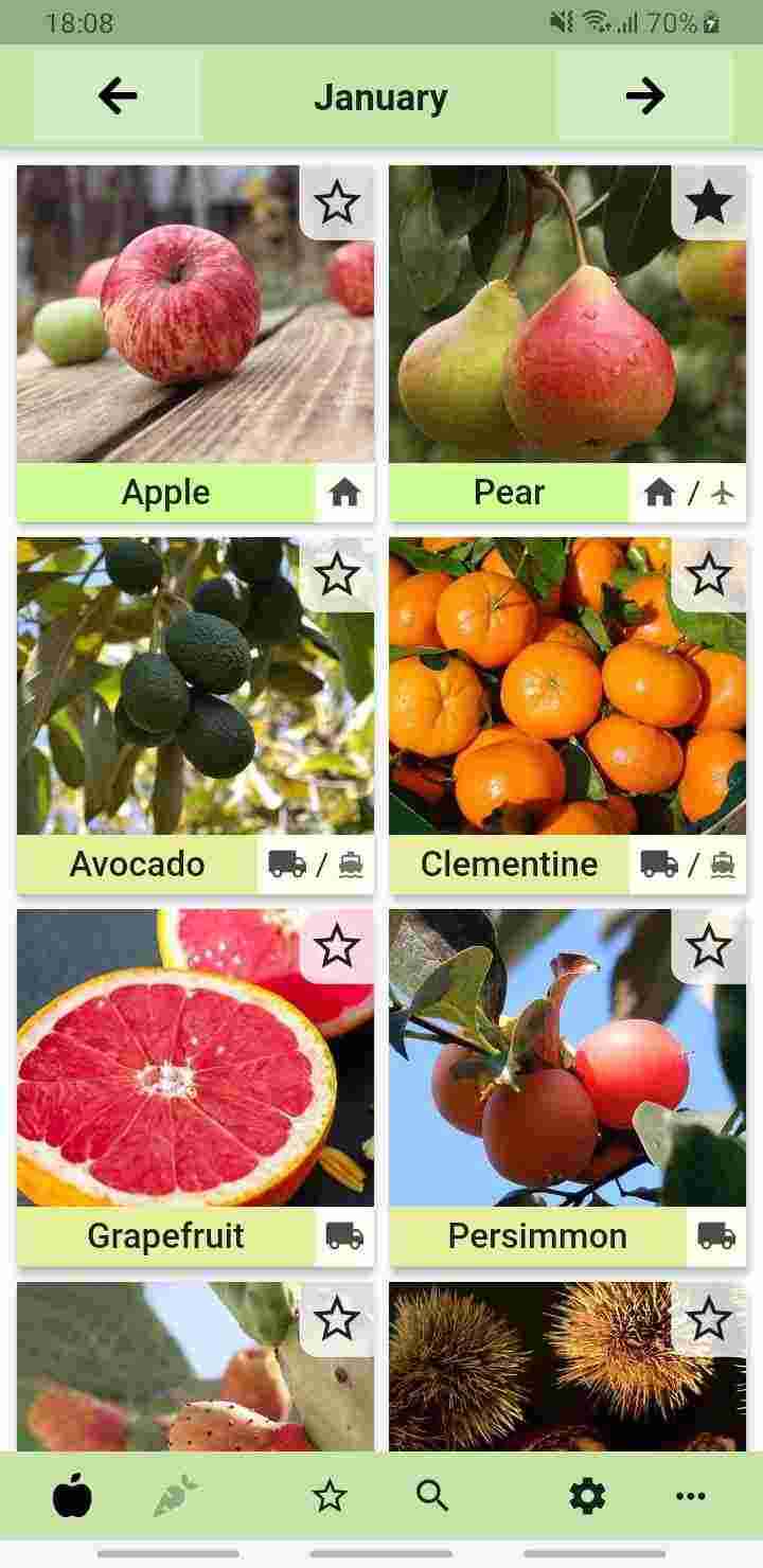 Seasonal Foods Calendar screenshot