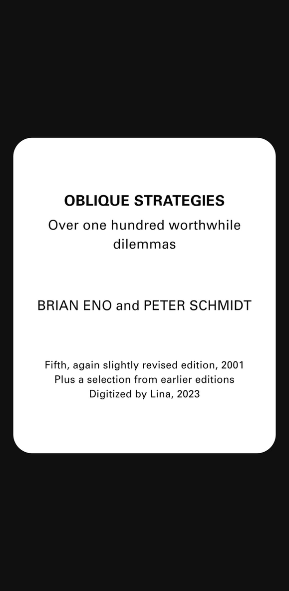 Oblique Strategies screenshot