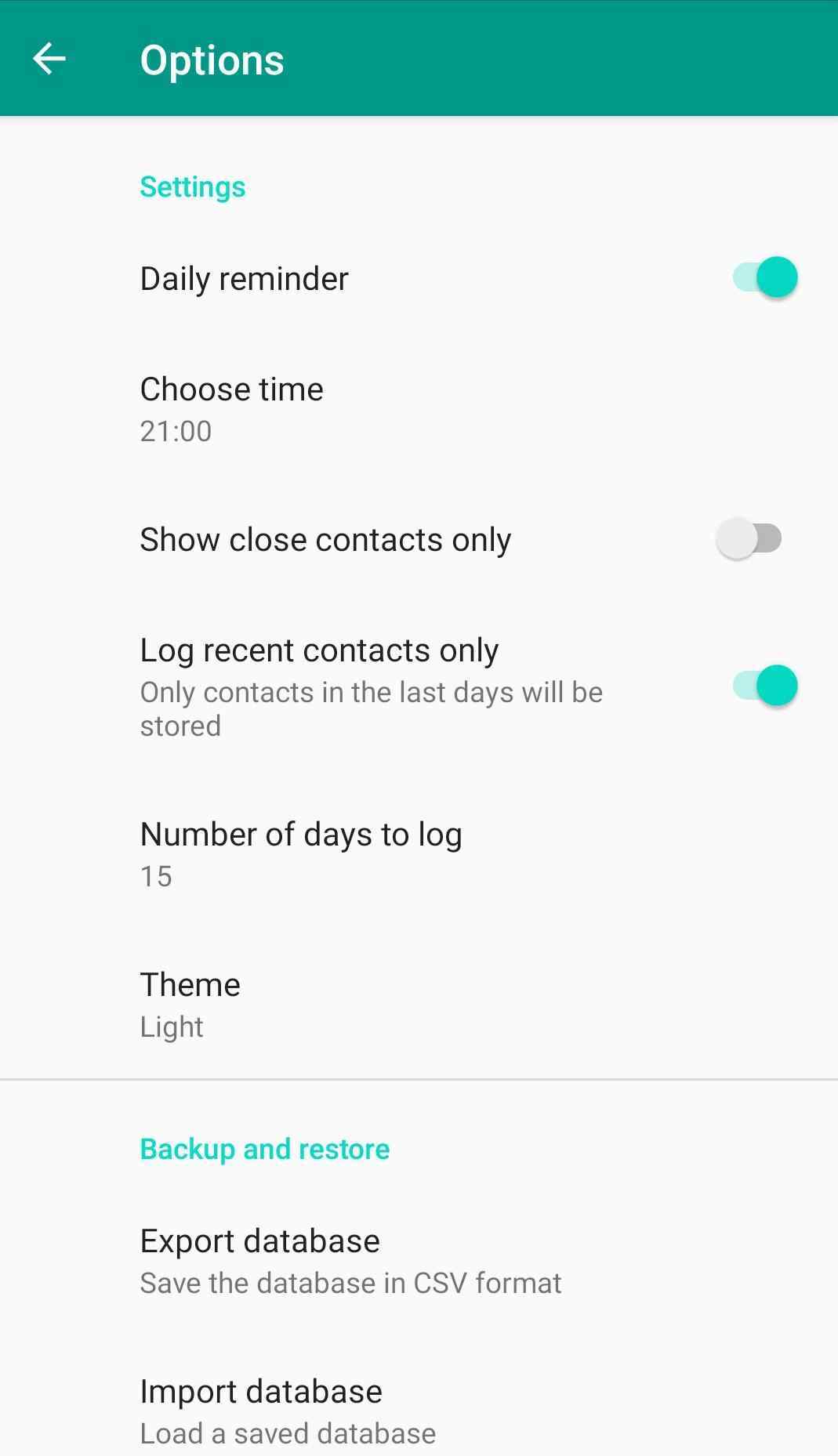 Contact Diary screenshot
