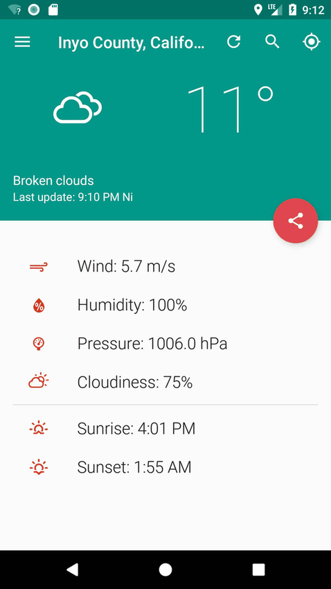 Your local weather screenshot