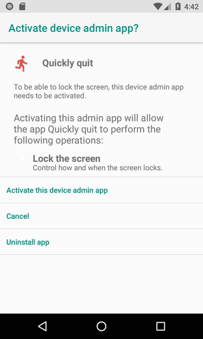 Quickly quit screenshot