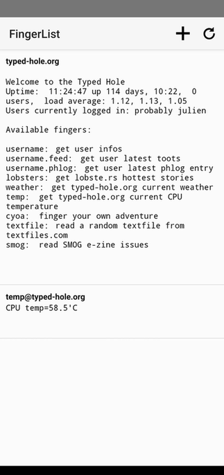 FingerList screenshot