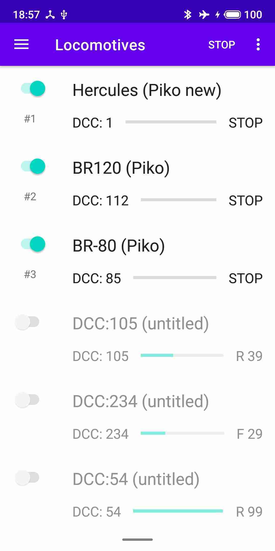 DCC++Throttle screenshot
