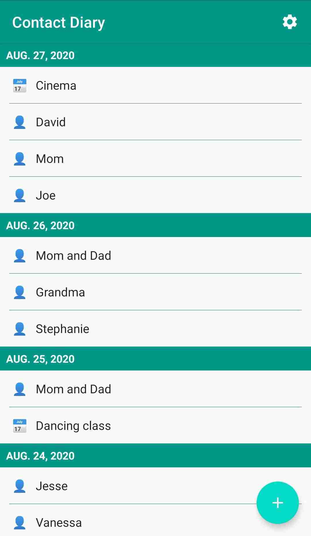 Contact Diary screenshot