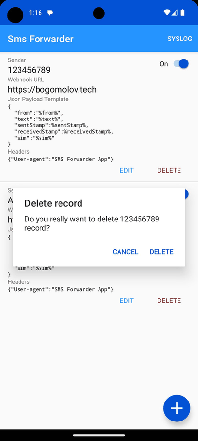 SMS to URL Forwarder screenshot