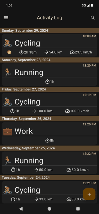 Fitness Calendar screenshot