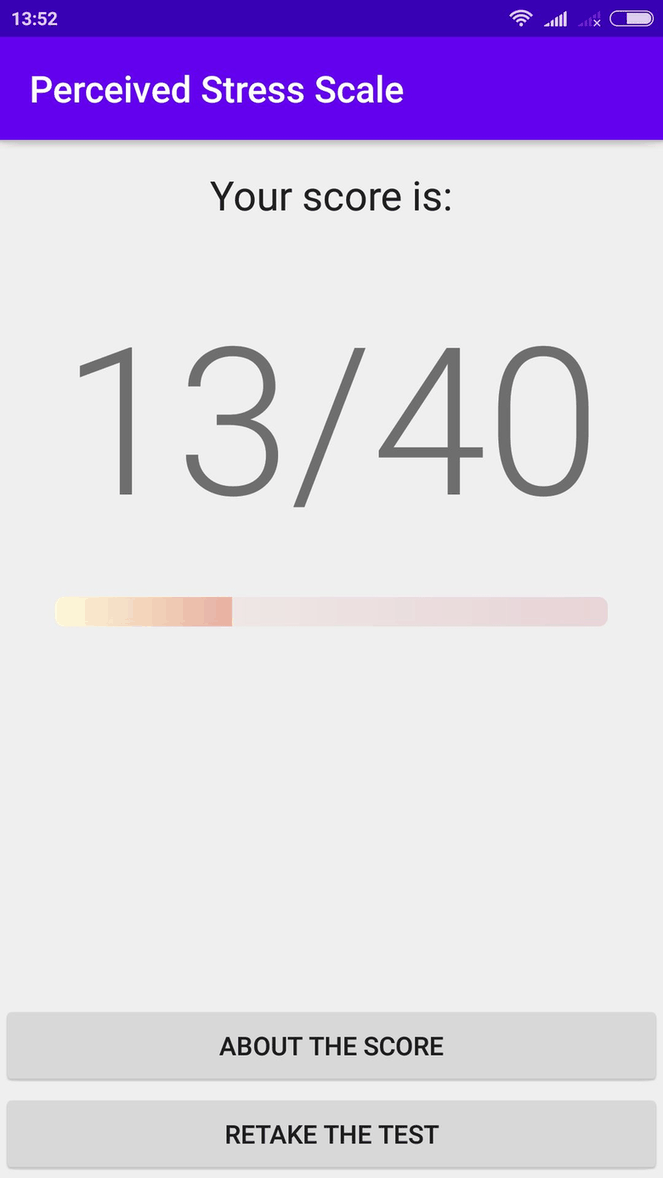 Perceived Stress Scale screenshot