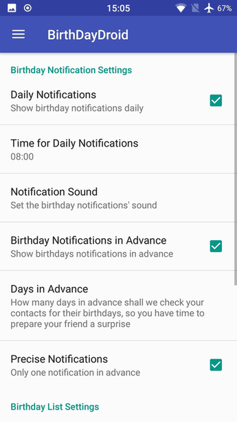BirthDayDroid screenshot