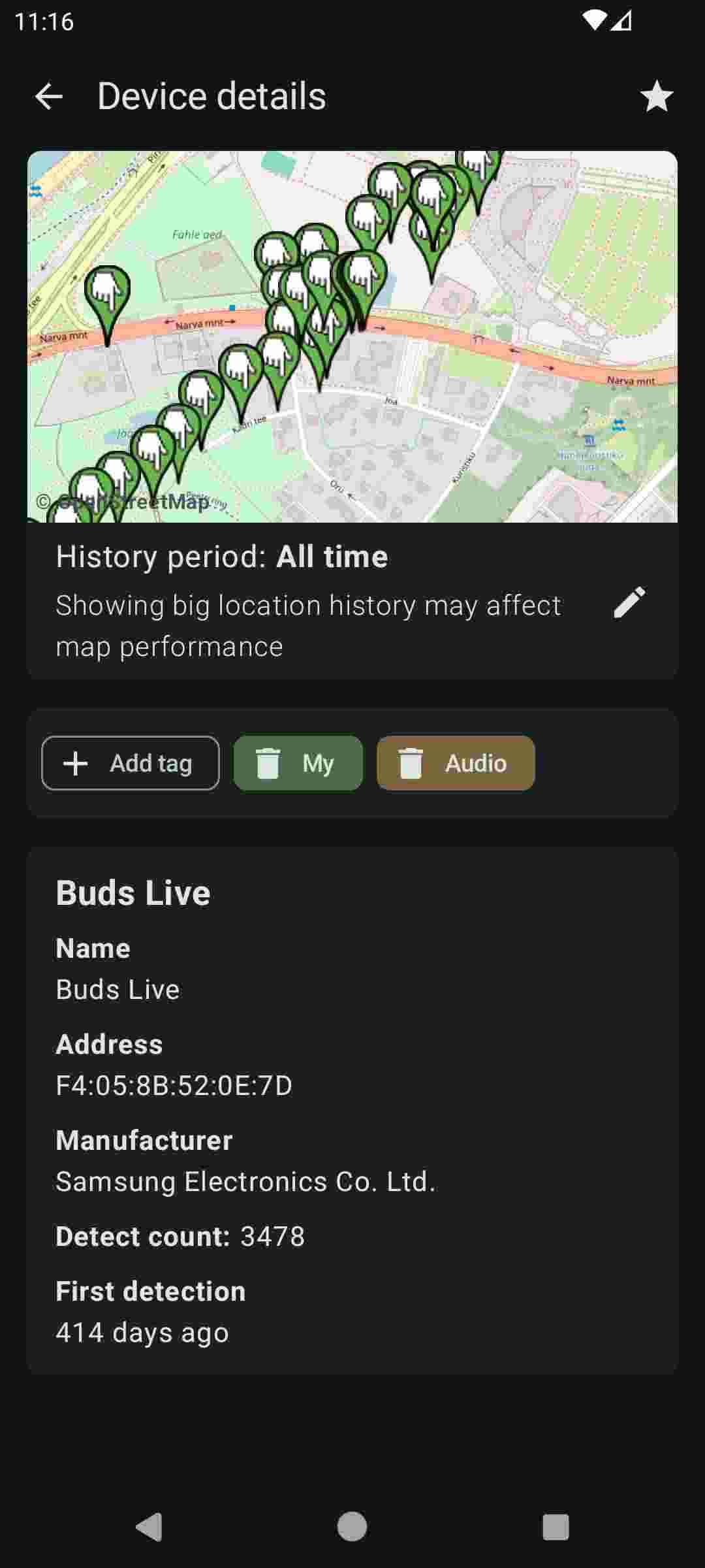 BLE Radar screenshot