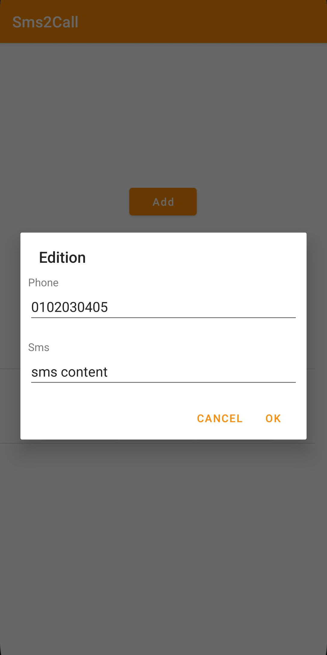 sms2call screenshot