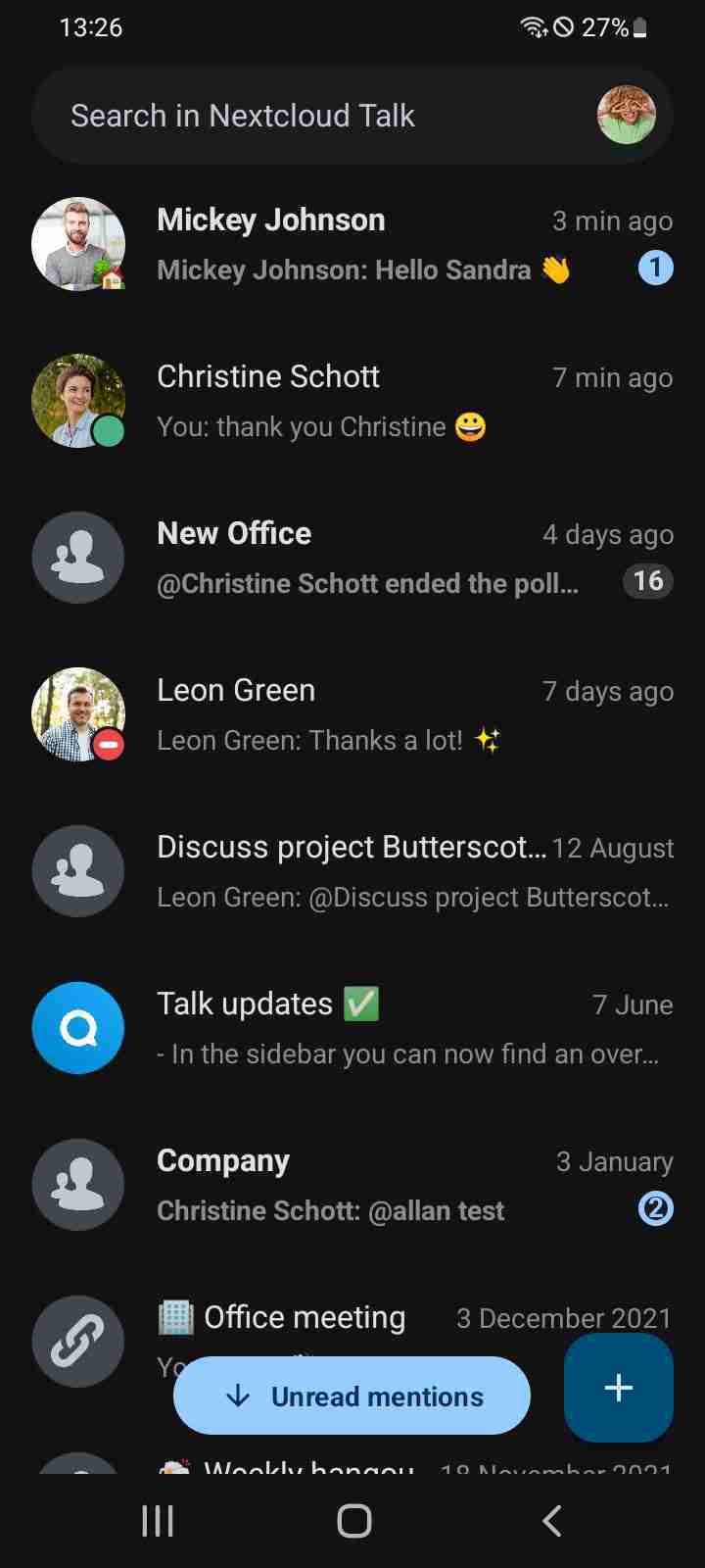 Nextcloud Talk screenshot
