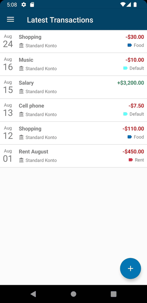 Finance Manager (PFA) screenshot