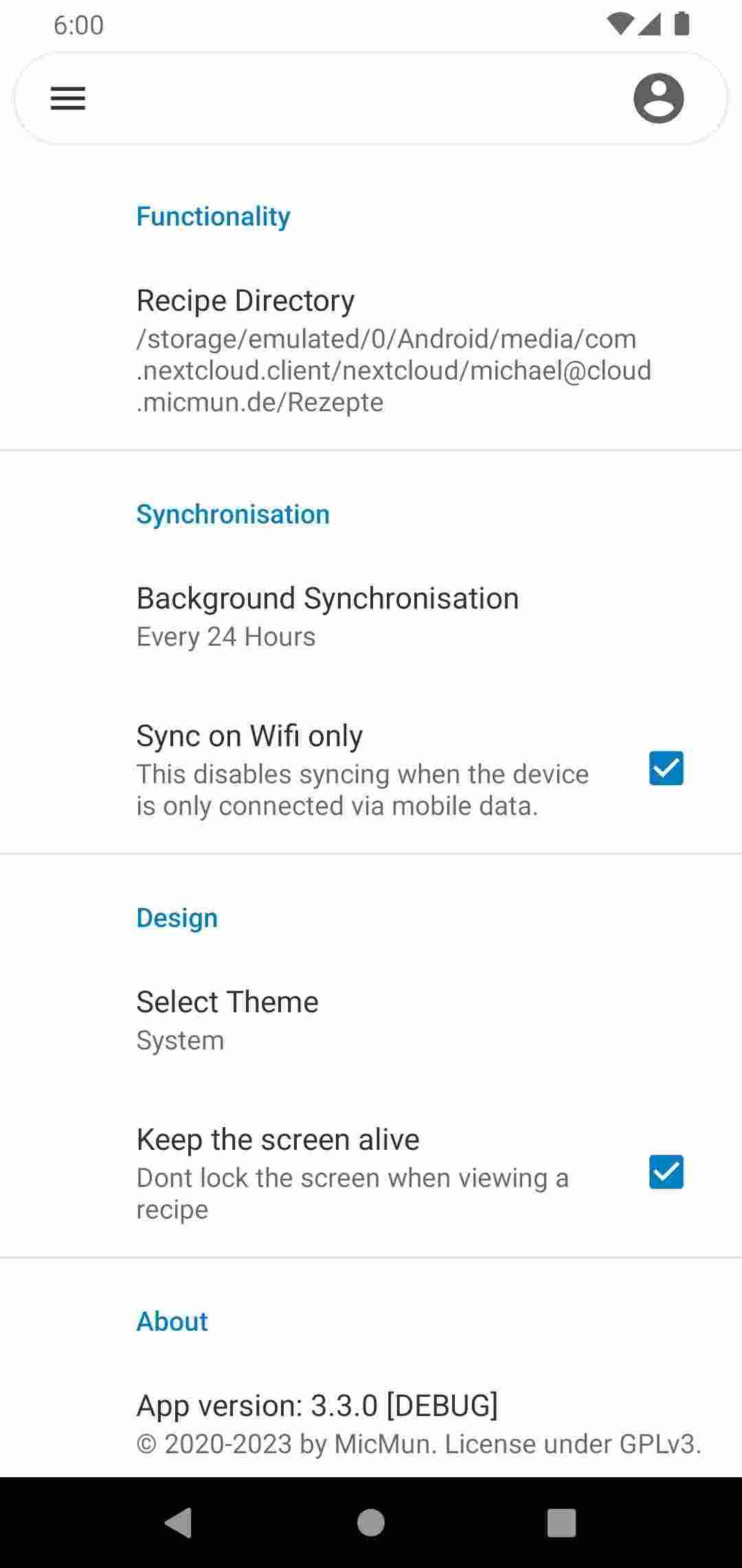 Nextcloud Cookbook screenshot