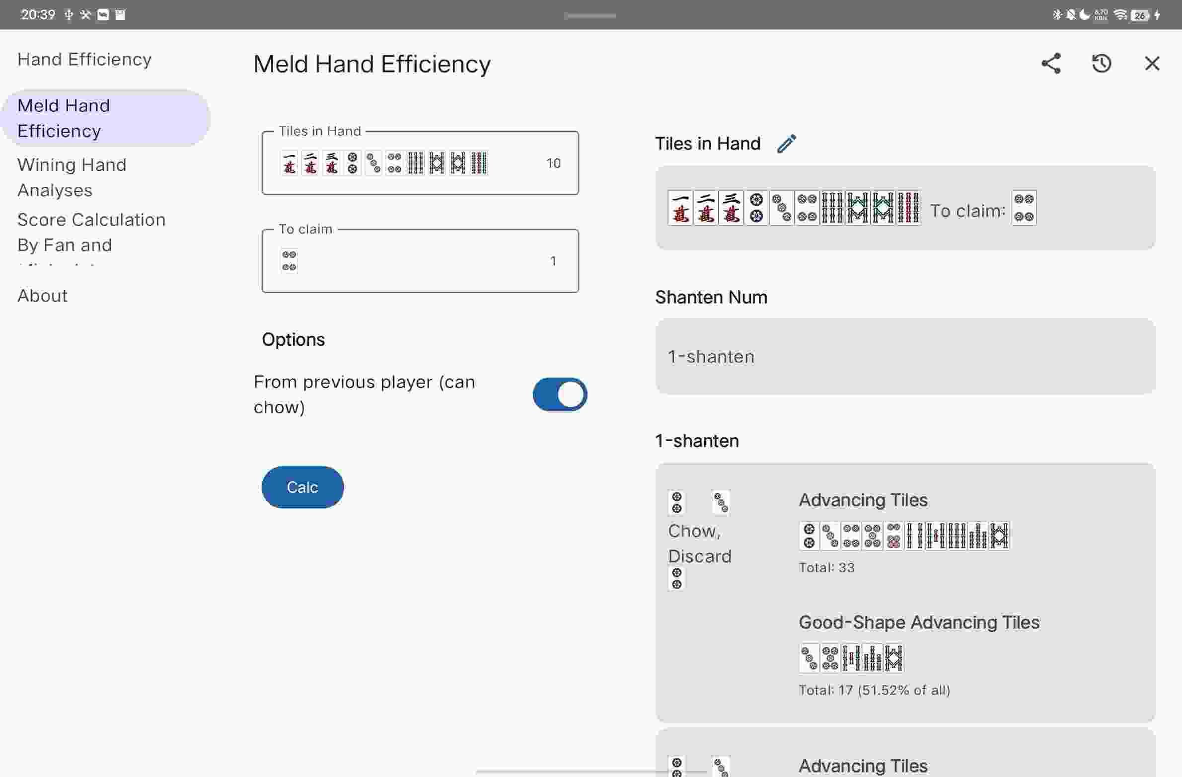 Riichi Mahjong Calculator screenshot