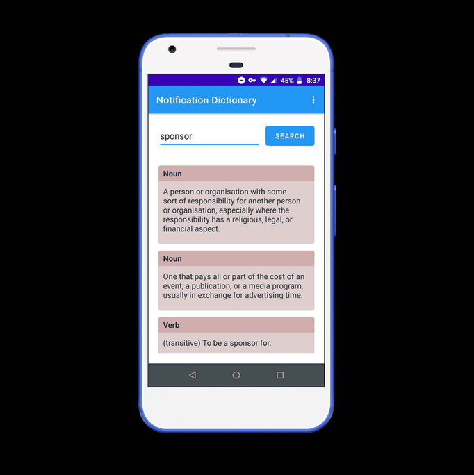 Notification Dictionary screenshot