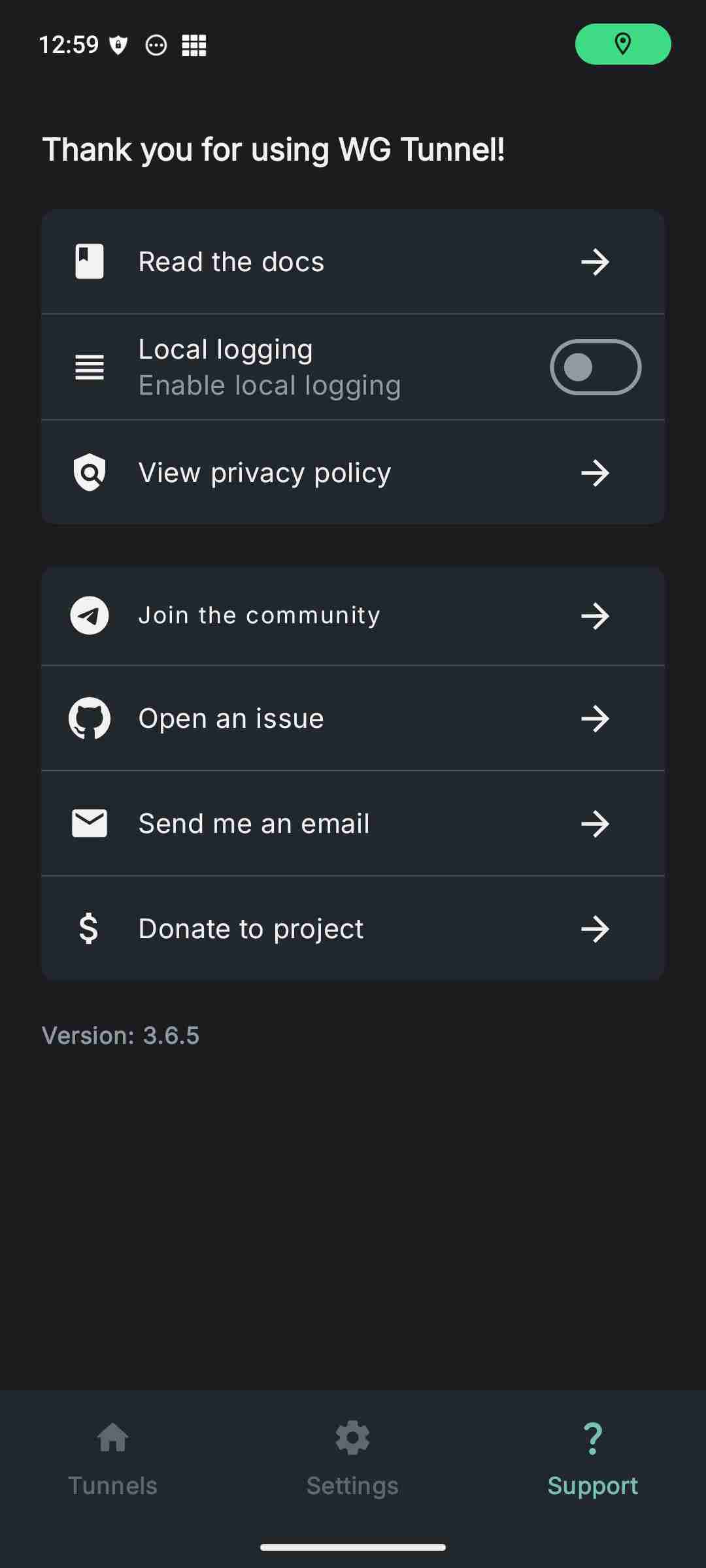 WG Tunnel screenshot