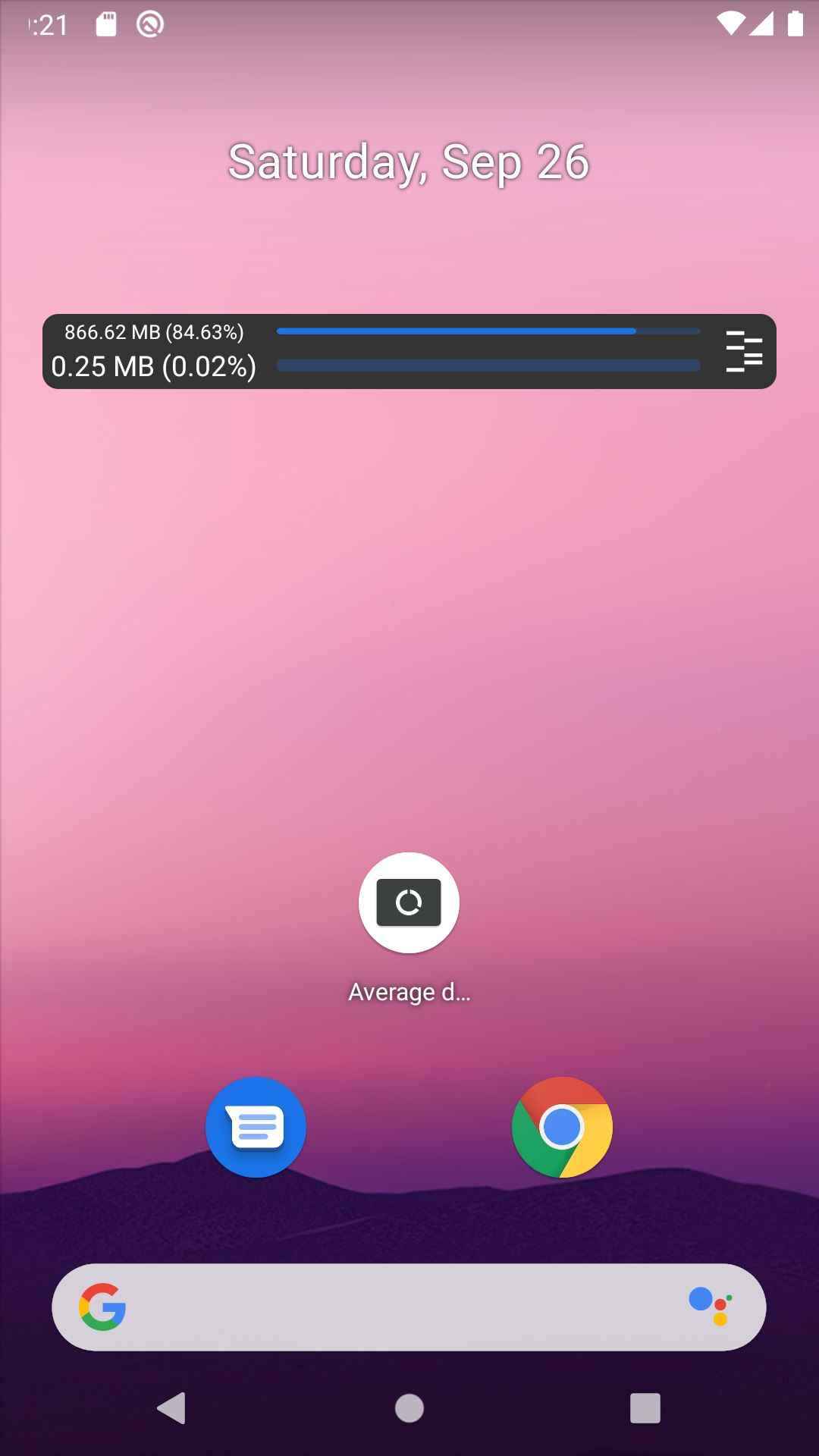 Average data usage widget screenshot