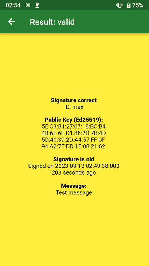 Cryptographic ID screenshot