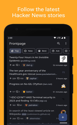 Glider for Hacker News screenshot